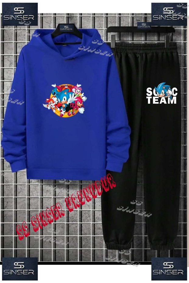 Children's Unisex Printed Hoodie and Sweatpants Set with the Text: "Sonic in the Multiverse of Circles"