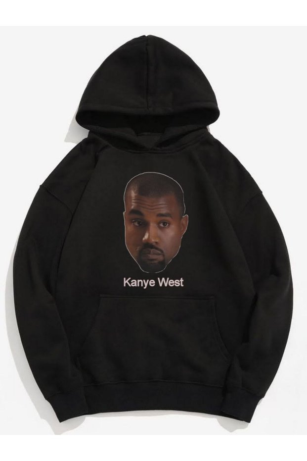 Black Kanye West Three Threaded Unisex Oversize Dtf Printed Sweatshirt