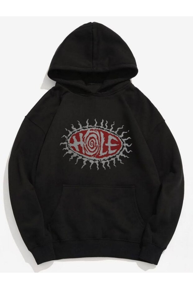 Black three-thread brushed fleece unisex oversized dtg printed sweatshirt