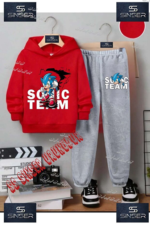 Children's Unisex "Sonic Team Ark Fnl" Custom Printed Hoodie Tracksuit Set