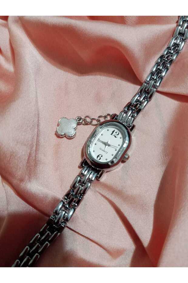 Silver Oval Case Minimal Model Silver Steel Band Women Wrist Watch Tt0126