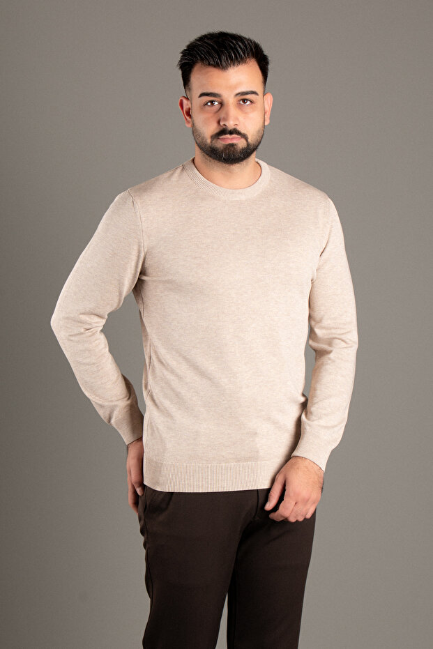 ERKEK BEJ BASİC O YAKA TRİKO - 1