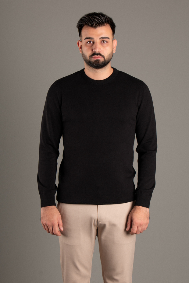 ERKEK SİYAH BASİC O YAKA TRİKO - 4