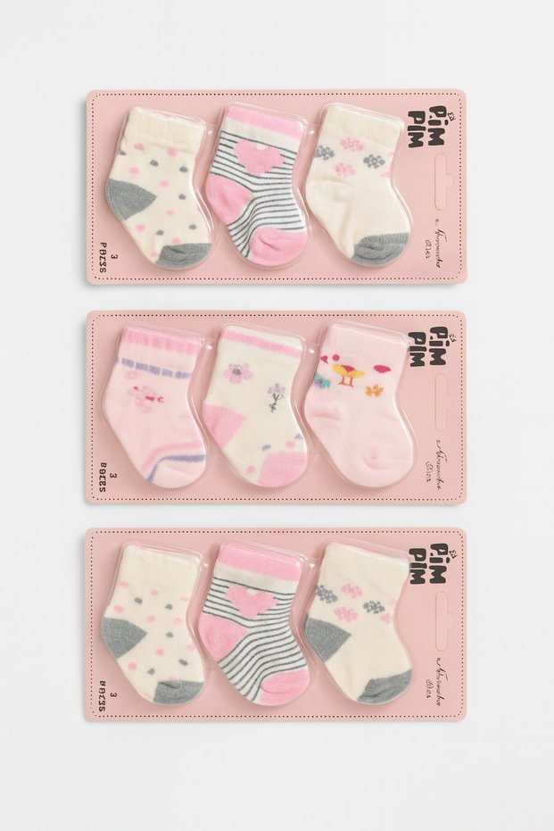 Cotton 0-6 Months Newborn Baby 9-Piece Baby Socks