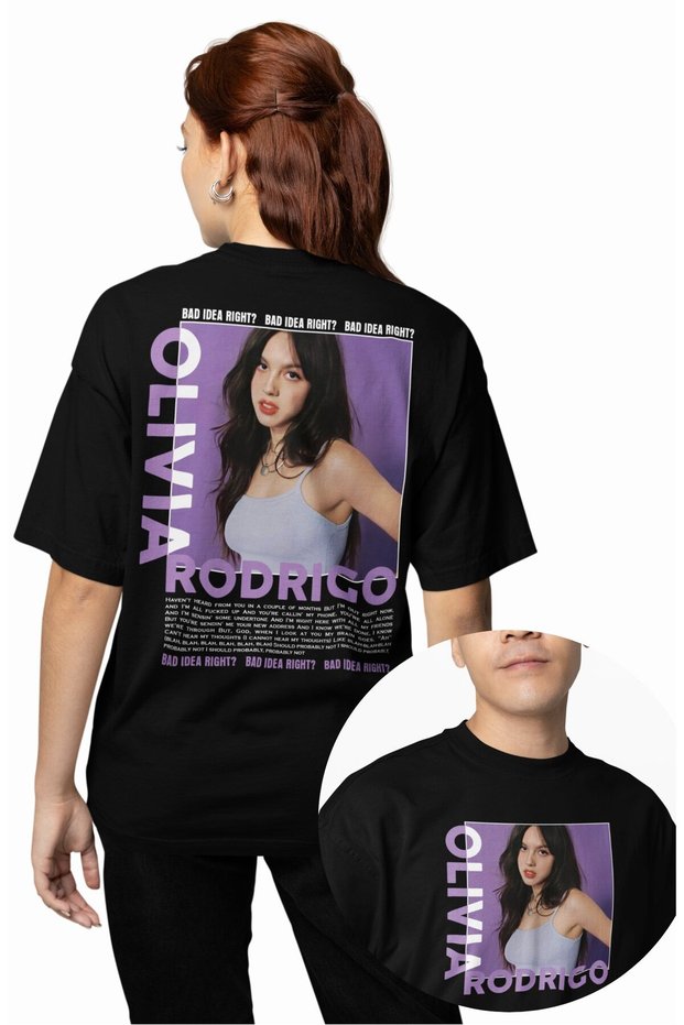 Unisex Bad Idea Right Back Printed T-Shirt, Oversized Olivia Rodrigo Themed Crew Neck T-Shirt