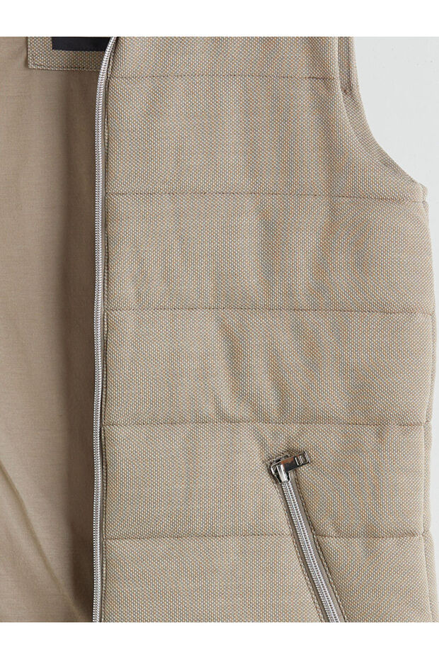 Beige Stand Collar Boy's Vest