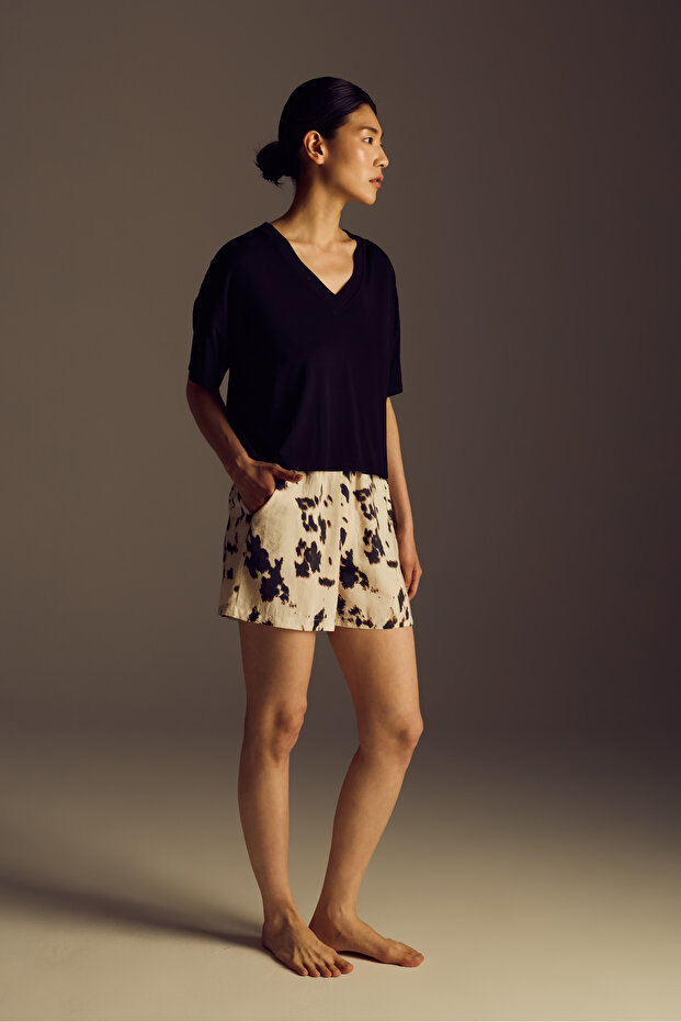 Kadın Modal Dokuma Cepli Şort - 3