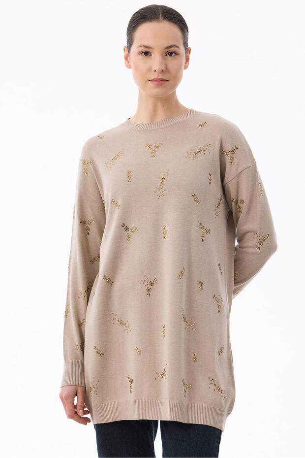 Tunic with Scattered Floral Stones Vi̇zon