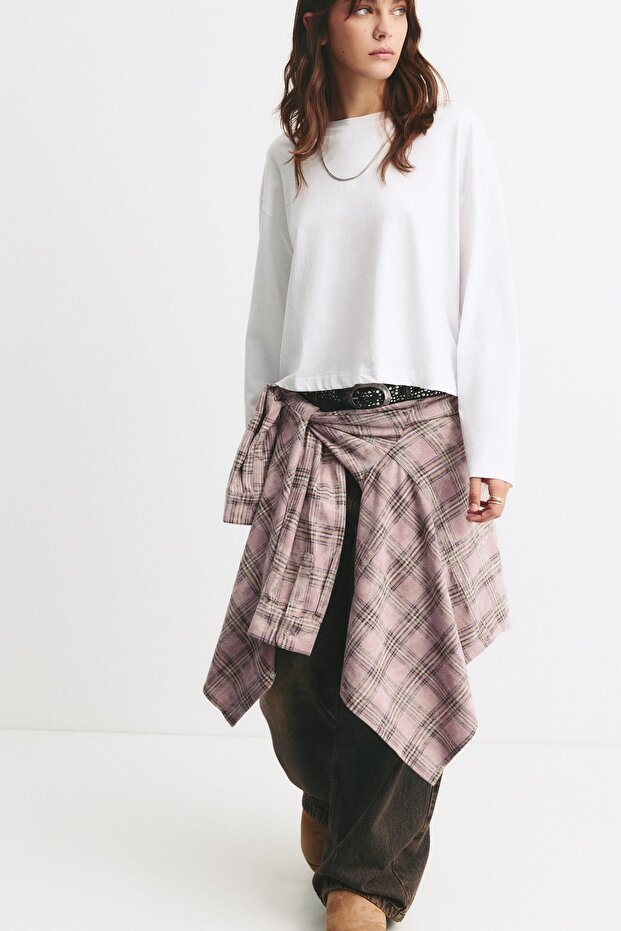 Boxy uzun kollu tişört - 1