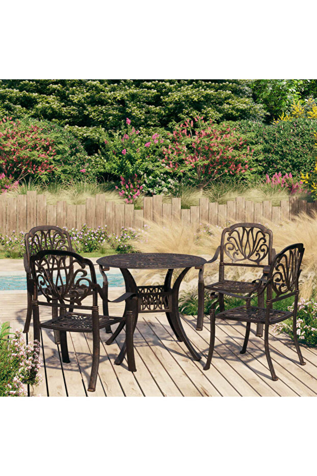 5 Piece Bistro Set Cast Aluminium Bronze
