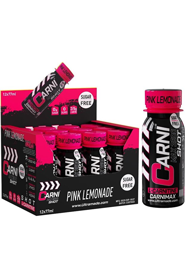 Carni Shot Drink L-Carnitine 3500MG + CHROMIUM + ALPHA GPC, Sugar-Free Energy Drink, 77ml x 12 Bottl