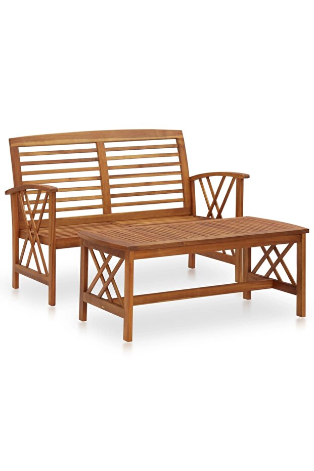 2 Piece Garden Lounge Set Solid Acacia Wood