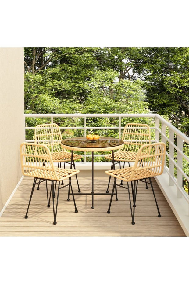 5 Piece Garden Dining Set Poly Rattan