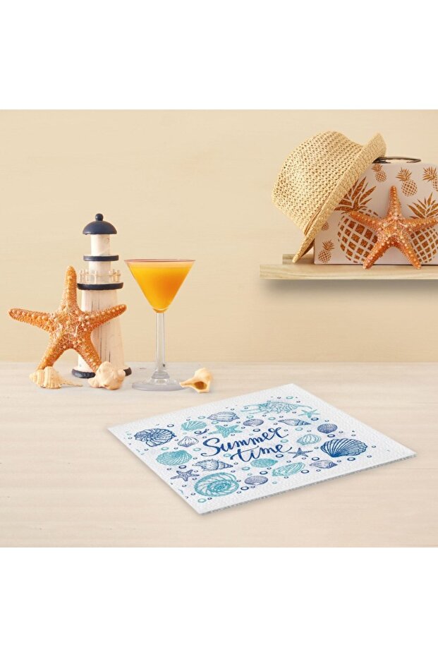 Set 50 table napkins Shopiens®, single absorbent layer, shell pattern and Summer Time print, 28 x 2 - 2