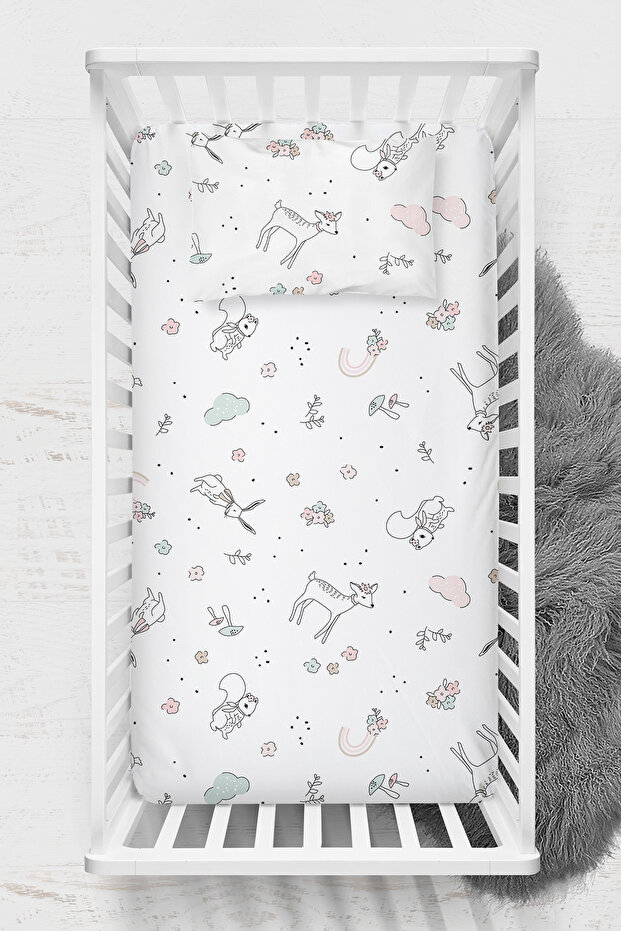 طقم ملاءة مطاطية من القطن 100% لسرير Gazelle Playpen، مقاس 70×120 سم، مع غطاء وسادة 35×45 سم