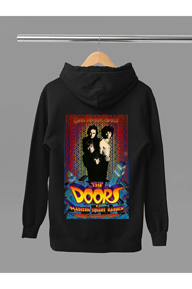 The Doors Printed Cotton Long Sleeve Ribbed 3-Ply Hooded Rock Sweatshirt