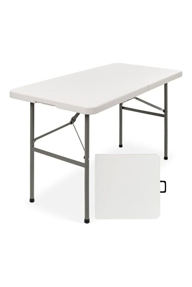 Akten 120cm Rectangular Folding Table, Plastic, White - 6