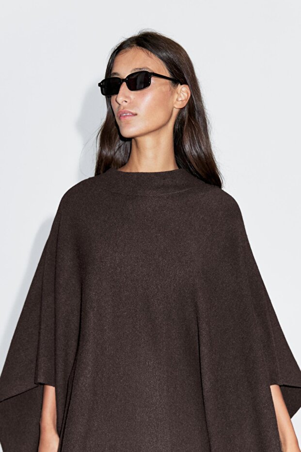 Dik yaka triko pelerin - 2