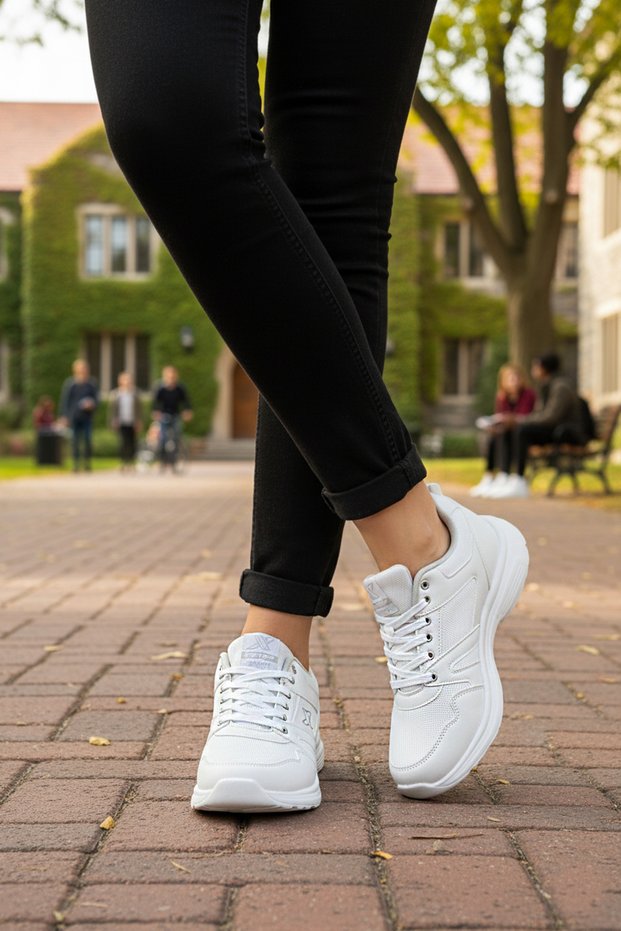 White Flexible Lightweight Unisex Sports Shoes Xstep 020-Skin g
