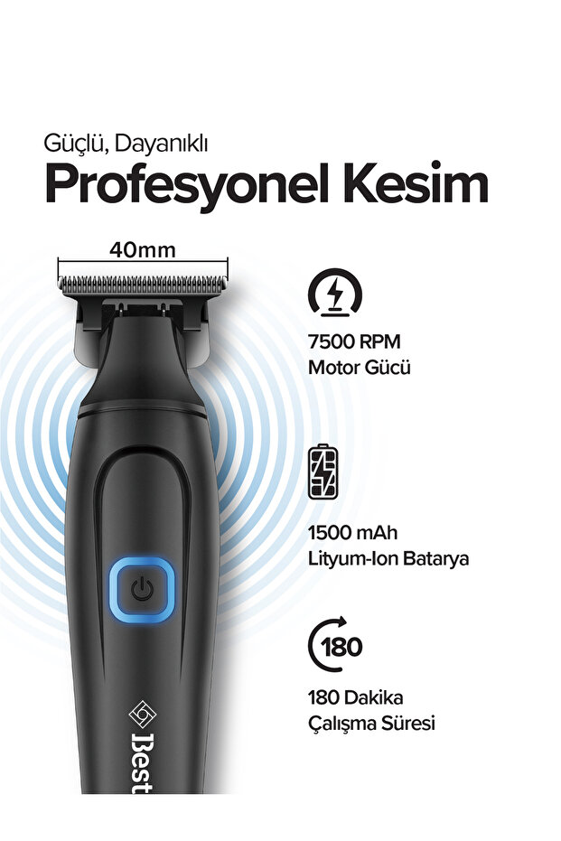 ZC4230 Profesyonel Sakal Ense Şarjlı Tıraş Makinesi - 180 dk Kullanım, Type-C Hızlı Şarj - 3