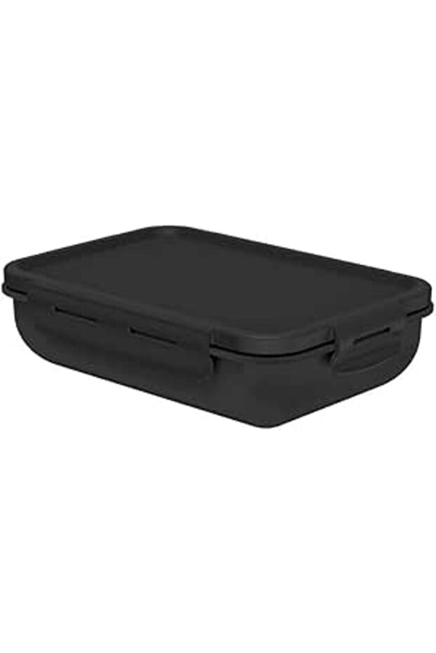 OU Rectangular Bicolor Hermetic Lunch Box, 650 ml Capacity, Black