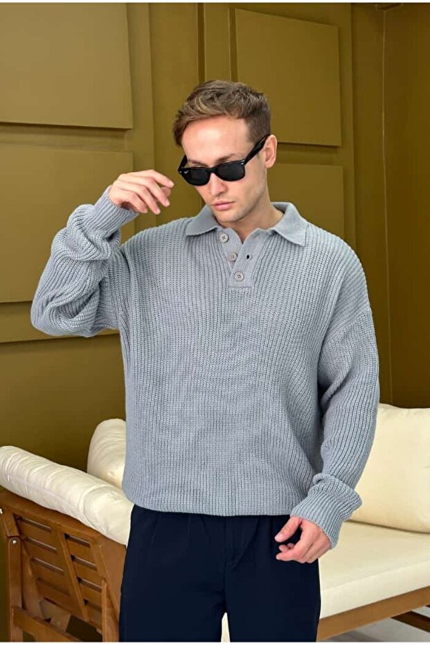 Polo Neck Oversize Sweater - 6