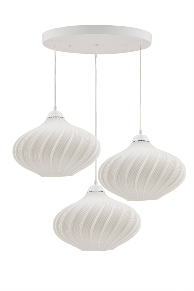 Leonor 3'lü Beyaz Modern Pinterest Tarzı Sarkıt Avize - 3