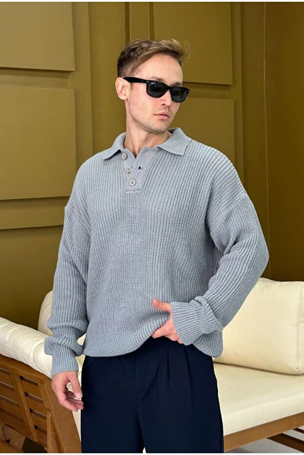 Polo Neck Oversize Sweater - 4