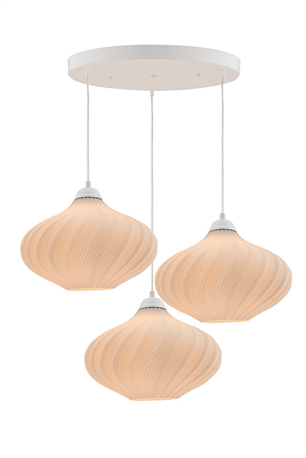 Leonor 3'lü Beyaz Modern Pinterest Tarzı Sarkıt Avize - 4