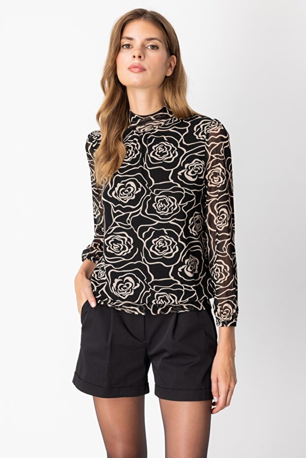 Desenli Şifon Bluz - 2