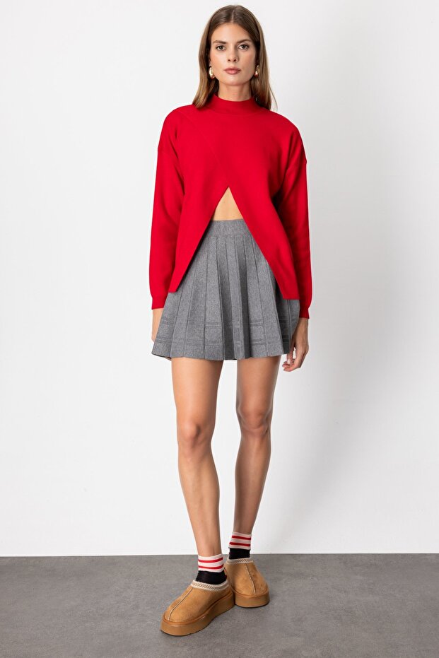 Beli Lastikli Mini Triko Etek - 1