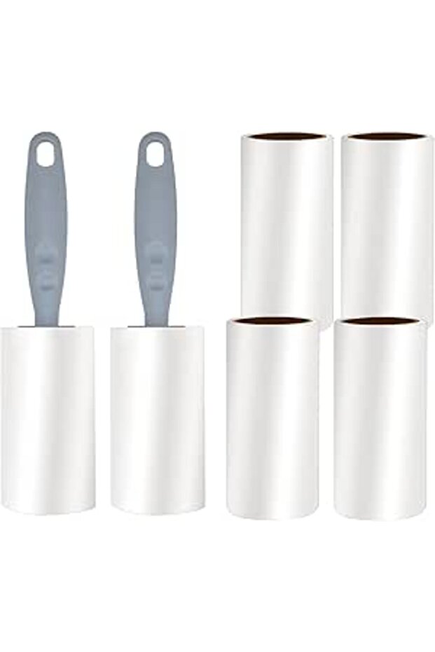 Extra Sticky Lint Remover for Clothes and Pet Hair - 6 Refill Rollers (90 Sheets per Roll) and 2 Erg