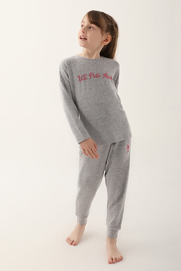 Girl's Winter Regular Fit Gray Tracksuit Set Us1639-C-V3