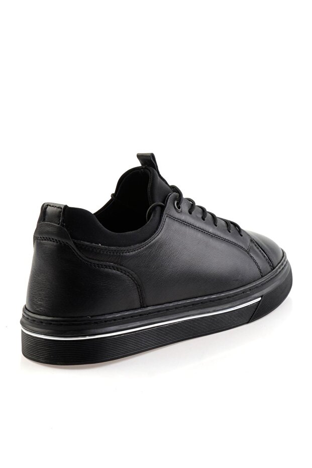 Siyah Hakiki Deri Erkek Sneaker E01082000603 - 3