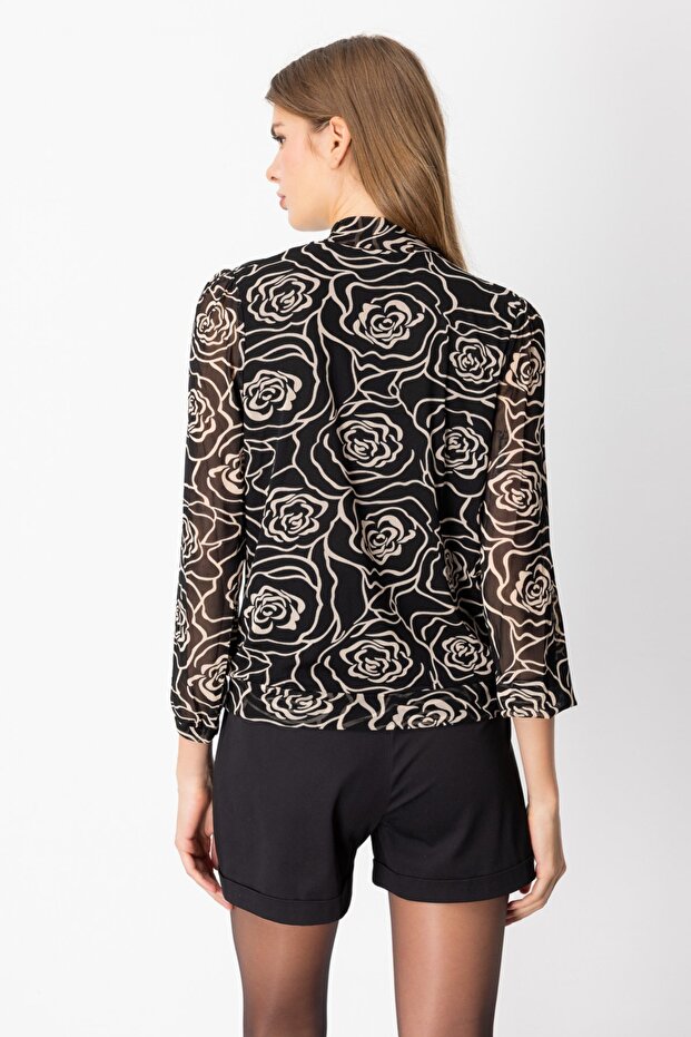 Desenli Şifon Bluz - 5