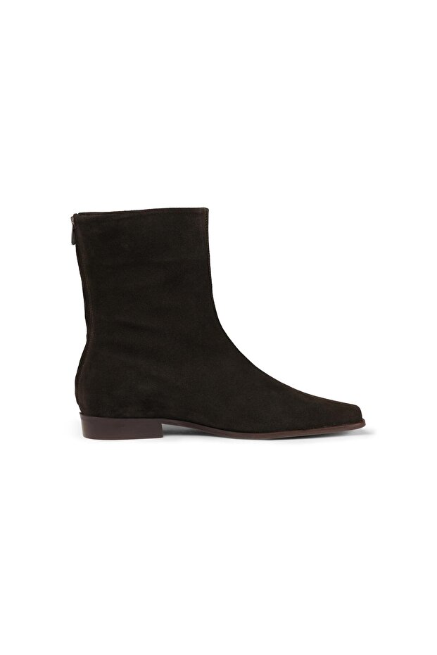 Brown Square Toe Suede Boots