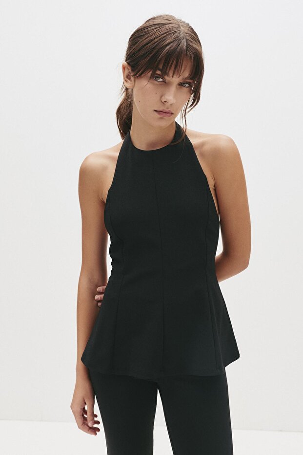 Peplum detaylı halter top - 2