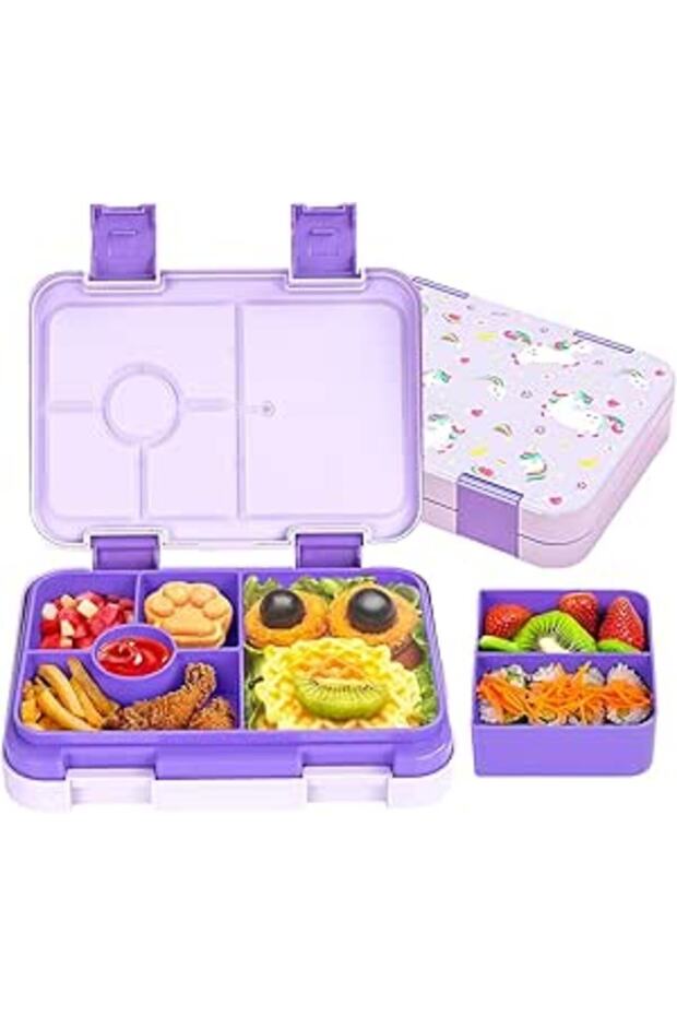 Masroo Bento Lunch Box for Kids - Leak Proof Toddler Bento Box with 6 Compartments BPA Free Dishwash