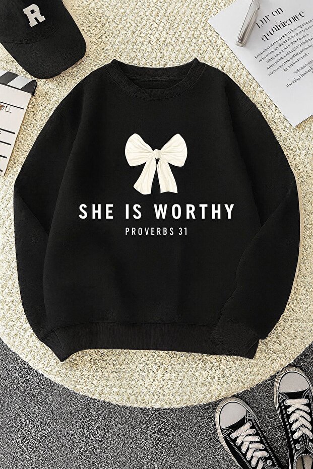 3 Yarn Combed Cotton She Is Worthy Printed Unisex Children's Sweat