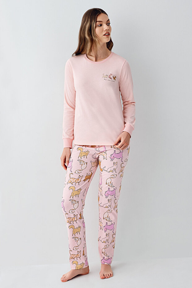 Kadın Pembe Pijama Takımı - 1