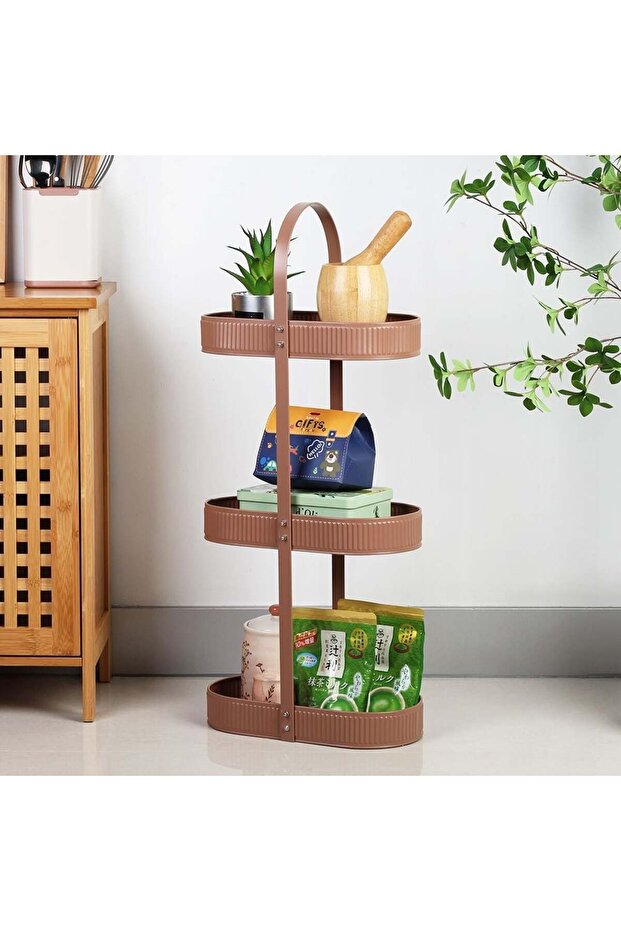 Mocha 3-Tier Multi-Purpose Storage Rack – Space-Saving Organizer for Kitchen & Bathroom - 1