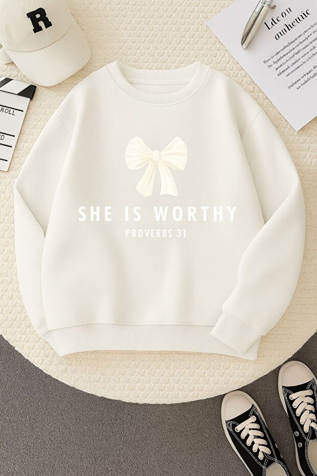 3 Yarn Combed Cotton She Is Worthy Printed Unisex Children's Sweat