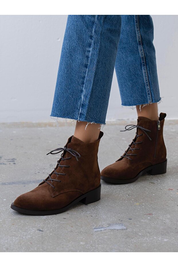 Moli Tütün Süet Hakiki Deri Kadın Bot - 1