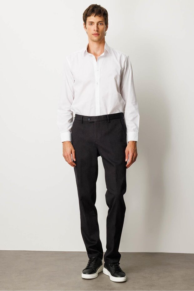 Men's Elastic Waist Side Pocket Cotton Trousers Black
