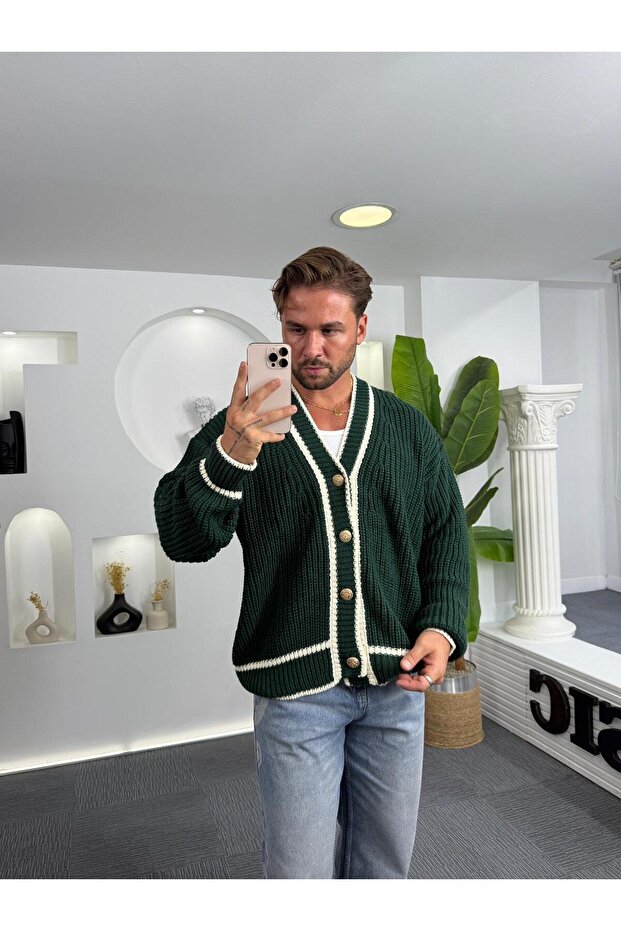 Gold Düğme GG Örgü Hırka - 4