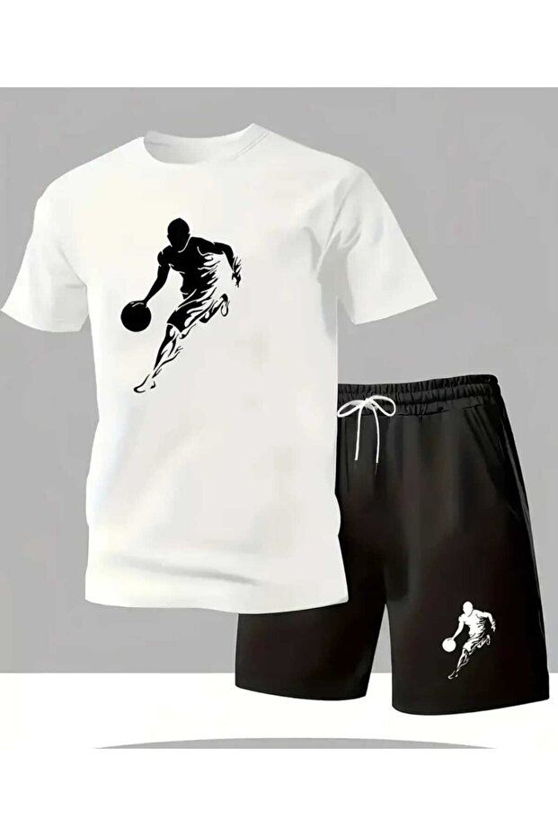 Men's Basketball Player Printed T-Shirt and Shorts Set