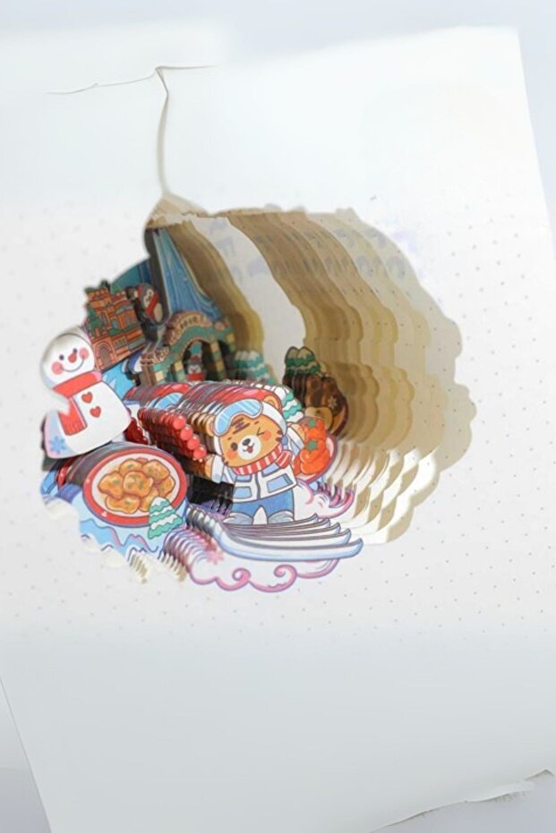 3 D New Year Themed Notebook Notebook Stereo Layered Carved Page Notebook Agenda Notepad 20.8 X 14 - 3