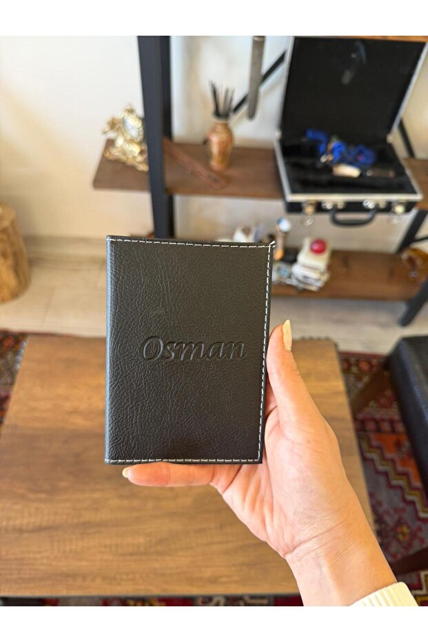 Name Printing Osman Leather Stitched Car License Cover Case Auto License Holder Car License Protector