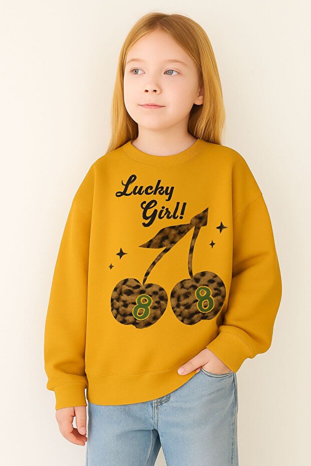 Lucky Girls Cherry Printed Unisex Children's Sweat