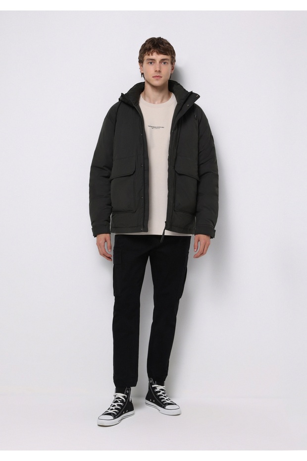 Regular Fit Erkek Yeşil Mont - 3
